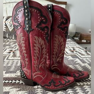 Old Gringo Yippie Ki Yay Red and Black Boots size 7